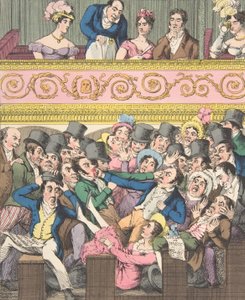 Teatralske fornøyelser, plate 2: Contending for a Seat, ca. 1835. av Theodore Lane