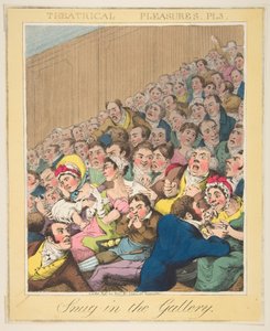 Teatralske fornøyelser, Snug in the Gallery, Plate 3, ca. 1835. av Theodore Lane