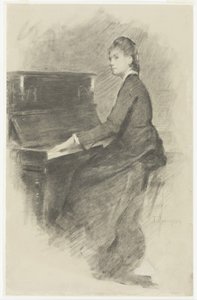 Ved pianoet, ca. 1887. av Theodore Robinson