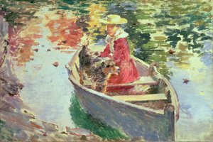 Miss Motes and her Dog Shep, 1893 av Theodore Robinson