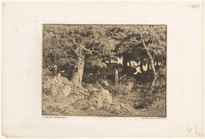 Eiketrær på steiner Chenes de Roche (original tittel) av Theodore Rousseau