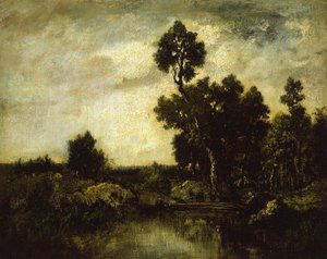 Landskap, ca. 1850 av Pierre Etienne Theodore Rousseau