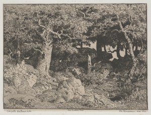 Eiketrær og steiner av Pierre Etienne Theodore Rousseau