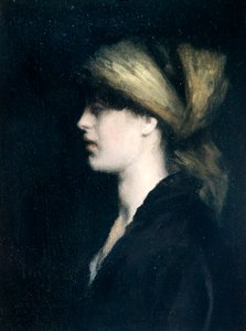 Chiaroscuro, a Profile, the Golden Scarf, ca. 1900 (olje på lerret)