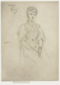 Portrett av fru Cyprian Williams i fin kjole av Theodore Roussel