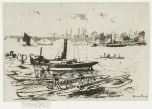 Steam Launch, Chelsea Embankment av Theodore Roussel