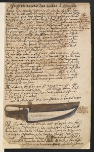 Grunningskniv (illustrasjon) av Theodore Turquet de Mayerne