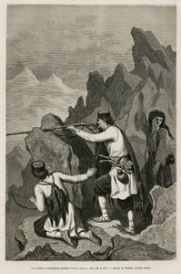 De montenegrinske soldatene under aksjonen, under krigen i 1876, der Serbia og Montenegro erklærte krig mot det osmanske Tyrkia, tegnet av Valerio, for å illustrere reisen til Montenegro i 1874 av Charles Yriarte (1832-1898). Gravering i Le tour