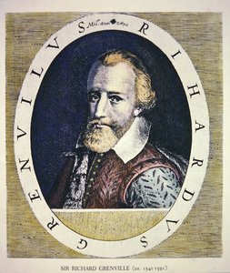 Sir Richard Grenville (farge litho) av Theodore de (after) Bry