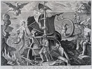 Allegori om reisene til Ferdinand Magellan (1480-1521), av Theodor de Bry (1528-1598) av Theodore de Bry