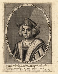 Christopher Columbus, italiensk oppdagelsesreisende og kolonisator av Theodore de Bry