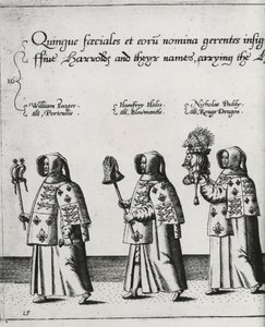 Herolder i begravelseskortesjen til Sir Philip Sidney på vei til St. Pauls Cathedral, 1587 av Theodore de Bry