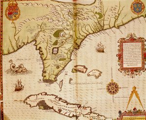 Kart over Florida og Cuba av Theodore de Bry av Theodore de Bry