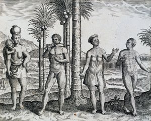 Innfødt Etiopia, fra arbeidet India Orientalis gravering av Theodor de Bry (1528-1598), Afrika av Theodore de Bry