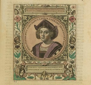 Portrett av Christopher Columbus, 1595. av Theodore de Bry
