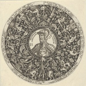 Portrett av hertugen av Alva, fra en serie med Tazza-design, ca. 1588. av Theodore de Bry