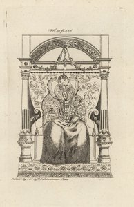 Dronning Elizabeth I av England fra et glassmaleri. av Theodore de Bry