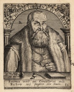 Simon Pistoris den yngre , tysk jurist. av Theodore de Bry