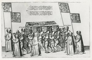 Begravelsen til Sir Philip Sidney på vei til St. Pauls Cathedral, 1587 av Theodore de Bry
