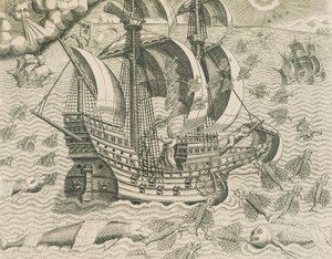 Winged Fish from the Seas of the Indies, illustrasjon fra amerikansk historie av Theodore de Bry av Theodore de Bry