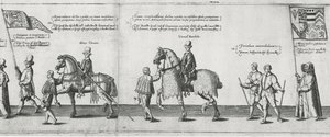 Yeomen innleder begravelsen til Sir Philip Sidney på vei til St. Pauls Cathedral, 1587 av Theodore de Bry