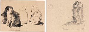 Katter (recto); Skisse av to figurer som omfavner (verso)