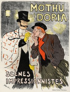 Kunst. Underholdning. Sangerne Mothu og Doria. Plakat av Steinlen, Frankrike av Théophile Alexandre Steinlen