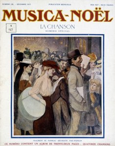Magasinet “” musica Noel””, nummer spesialsang av desember 1913. Omslaget består av et fragment av dekorativt panel fra Steinlen. av Théophile Alexandre Steinlen