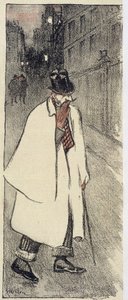 Mann på toppen og frakk som går på gaten - i "" Gil Blas"" fra november 1894 av Théophile Alexandre Steinlen