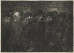 Arbeidere forlater fabrikken av Théophile Alexandre Steinlen
