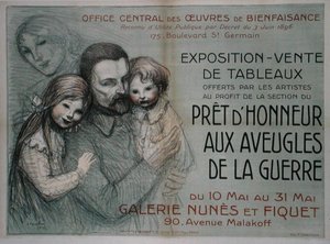 Plakat som reklamerer for et kunstsalg til fordel for blindede soldater av Théophile Alexandre Steinlen