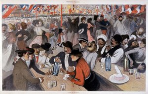 Høytiden 14. juli ved Steinlen, n.d. v. 1902 av Théophile Alexandre Steinlen