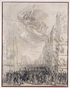 Seier eller Marseillaise Allegorie. Tegning av Theophile Alexandre Steinlen (1859-1923) 1915 Paris. B.N. av Théophile Alexandre Steinlen