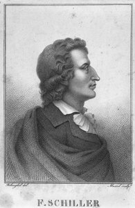 Friedrich Schiller (1759-1805) gravert av Massol (d.1831) (gravering) (bw foto)