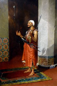 Tyrkisk vakt ber, sent 1800-begynnelse av 1900-tallet (olje på lerret) av Theophile Marie Francois Lybaert
