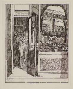 Kaffebar, 1900-tallet (etsing)