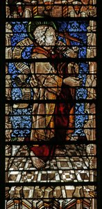Vindu som viser apostelen St Philip med trosbekjennelsesrulle, 1504 (farget glass) av Thiebaut de Lixheim