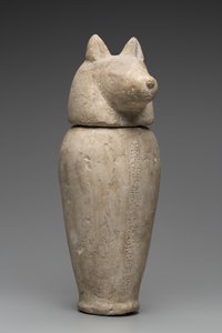 Baldakinkrukke med sjakalhode (kalkstein) av Third Intermediate Period Egyptian