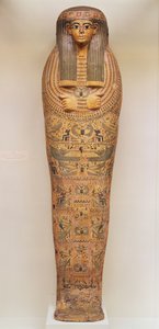 Egyptisk kiste til en navnløs person dekorert med rituelle scener, ca. 1050 f.Kr. (tre)