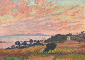 Bukten ved solnedgang Saint Clair, 1916. av Théo van Rysselberghe