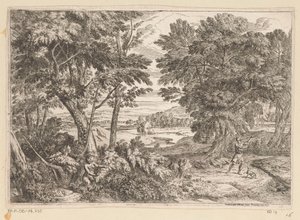 Arkadisk landskap med Kephalos og Prokris Suite de Paysages (serietittel) av Théodore