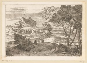Arkadisk landskap med figurer og kaniner Suite de Paysages (serietittel) av Théodore