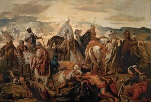 Arabiske ryttere som bærer bort sine døde av Théodore Chassériau