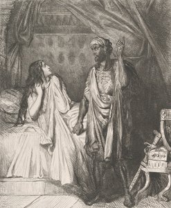 Har du bedt i kveld, Dedesmona: plate 12 fra Othello Act 5, ..., etset 1844, gjengitt 1900. av Théodore Chassériau