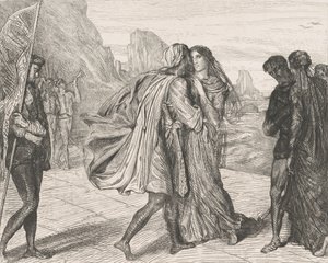 O my fair warrior!: plate 5 fra Othello Act 2, Scene 1, etset 1844, gjengitt 1900. av Théodore Chassériau