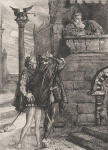 Vekk! hva ho! Brabantio! tyver! tyver!: plate 1 fra Othello Act 1, scene 1, 1844. av Théodore Chassériau