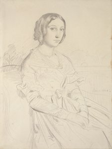 Portrett av en ung kvinne, sittende tre fjerdedeler til venstre, 1839-1856 av Théodore Chassériau