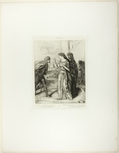 Vær derfor Merry Cassio, plate 6 (akt 3, scene 3) fra Othello av Théodore Chassériau