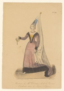 Julie Dorus-Gras i rollen som prinsesse Eudoxie i operaen La Juive Kostyme til fru Dorus, rollen som prinsesse Eudoxie, i La Juive (Opéra) (tittel på objekt) Skuespillere, skuespillerinner i operazangers in hun rol (serietittel) av Théodore Lejeune
