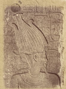 Nærbilde av en skulptur (profil av et hode), Karnak av Théodule Devéria